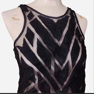 Free People Black Sheer Geometric Tank Top